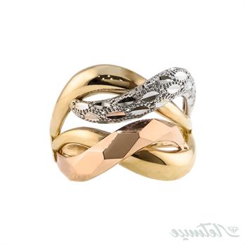 انگشتر طلا بدون نگین تراش سفید موجی