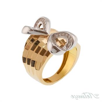 انگشتر طلا بدون نگین روژین طرح قلب پاپیونی