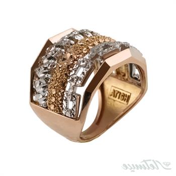 انگشتر طلا بدون نگین پرتفینو عتیق دو رنگ کد 1