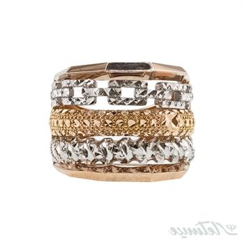 انگشتر طلا بدون نگین پرتفینو عتیق دو رنگ کد 1