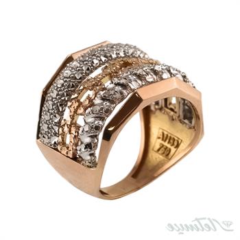 انگشتر طلا بدون نگین پرتفینو عتیق دو رنگ کد 2