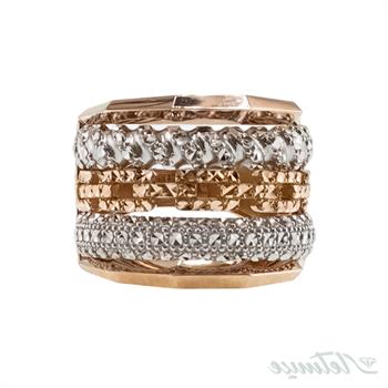 انگشتر طلا بدون نگین پرتفینو عتیق دو رنگ کد 2