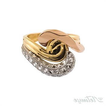 انگشتر طلا بدون نگین موج سه رنگ