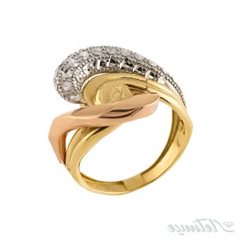 انگشتر طلا بدون نگین موج سه رنگ