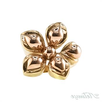 انگشتر طلا بدون نگین گل دورنگ