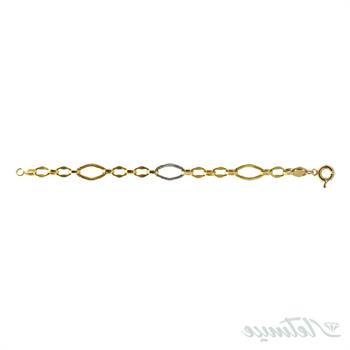 دستبند طلا زنجیری کلاسیک لوزی طلایی سفید