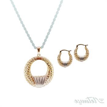 ست پلاک و گوشواره طلا طرح دونات صدفی