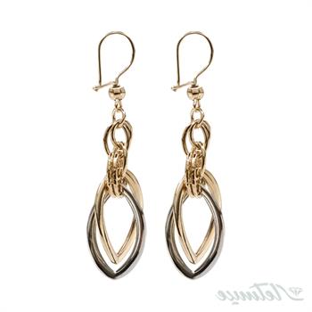 گوشواره طلا آویز اشکی دو رنگ تی اس